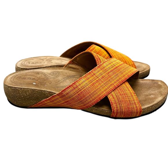 TAOS Orange weave low cork wedge slip on sandals comfort euro 41 US  sz 10 - Picture 8 of 10